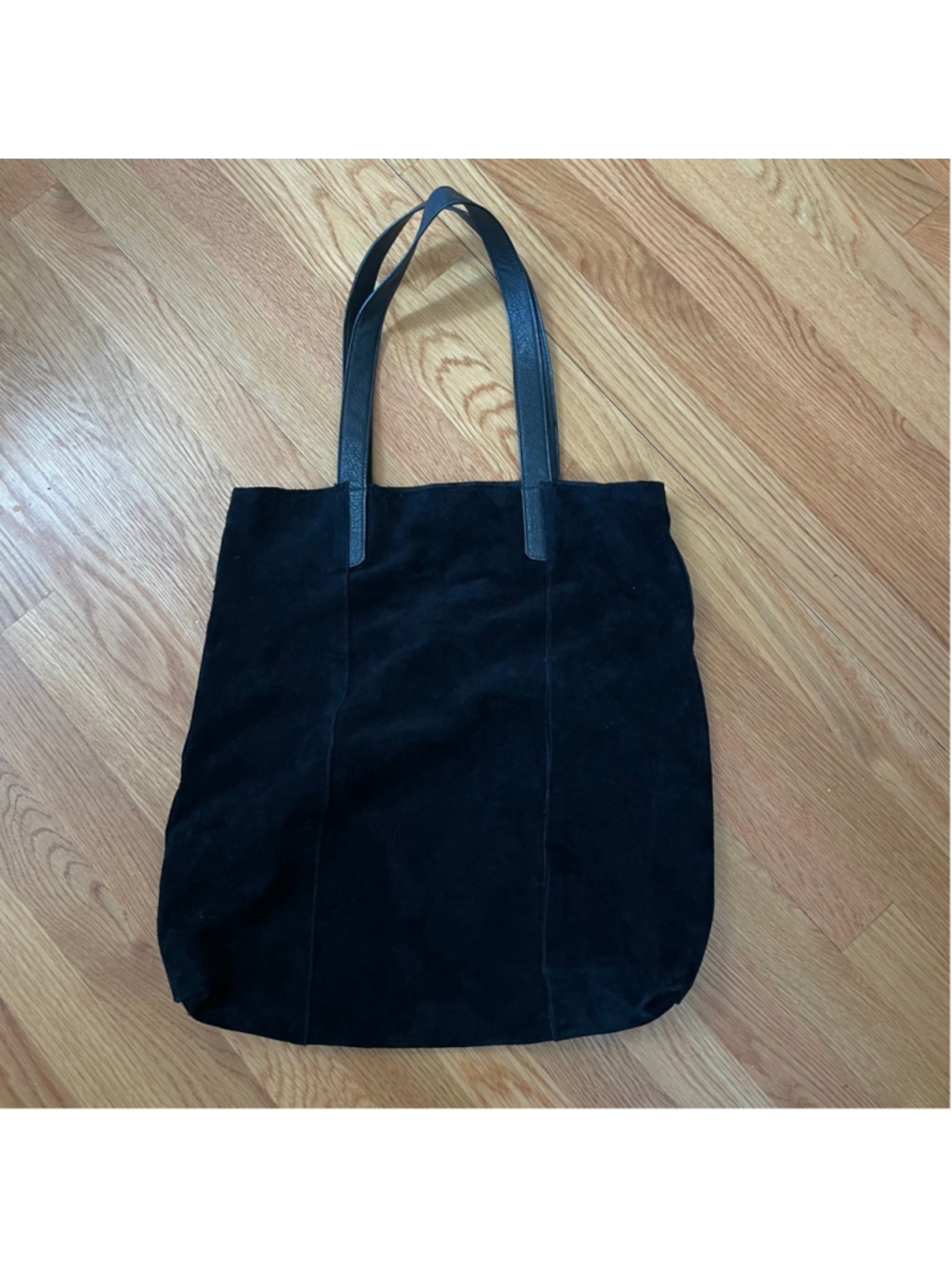 Black Suede Leather Tote Bag Minimalist Shoulder Bag India